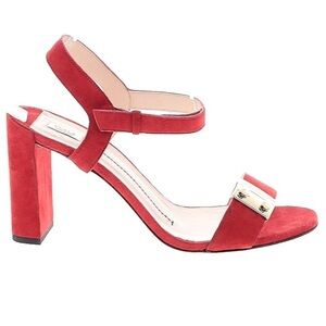 FURLA sz 39.5 METROPOLIS SANDAL ANKLE STRAP PEPERONCINO red suede strappy